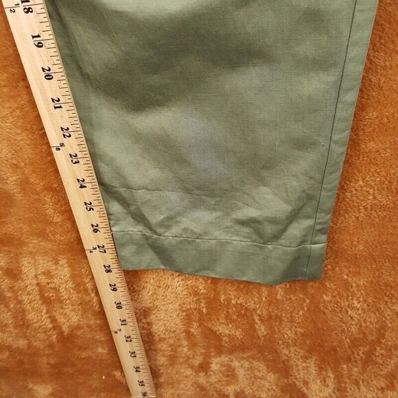 ALC Womens Pants Size 2 Green Tapered Pleated High Waisted Cotton Linen ALMA - Picture 9 of 11